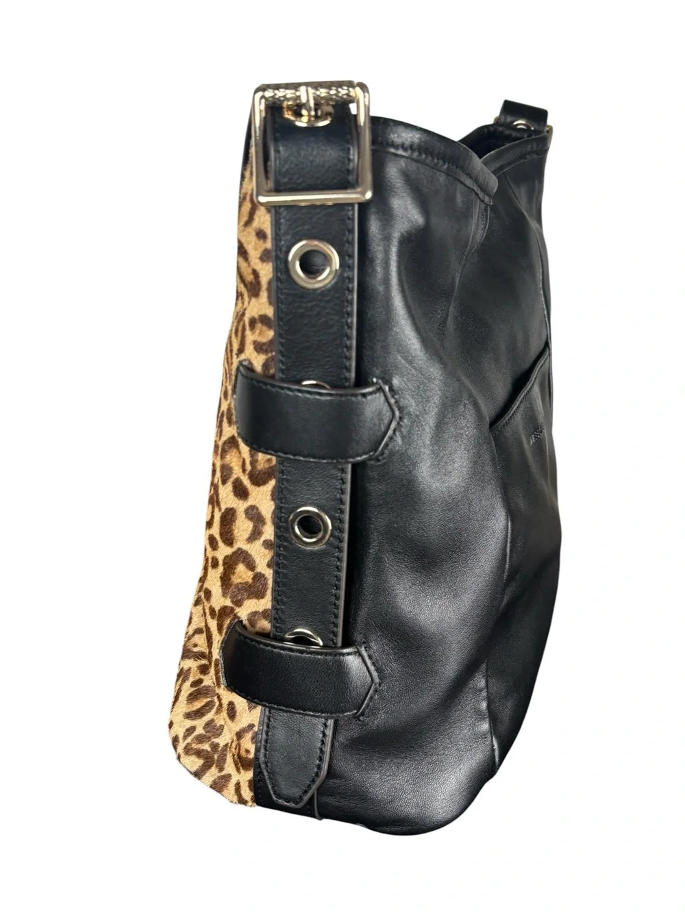 Aimee Kestenberg Buckle Up Leopard Calf Hair Leather Hobo Shoulder Bag
